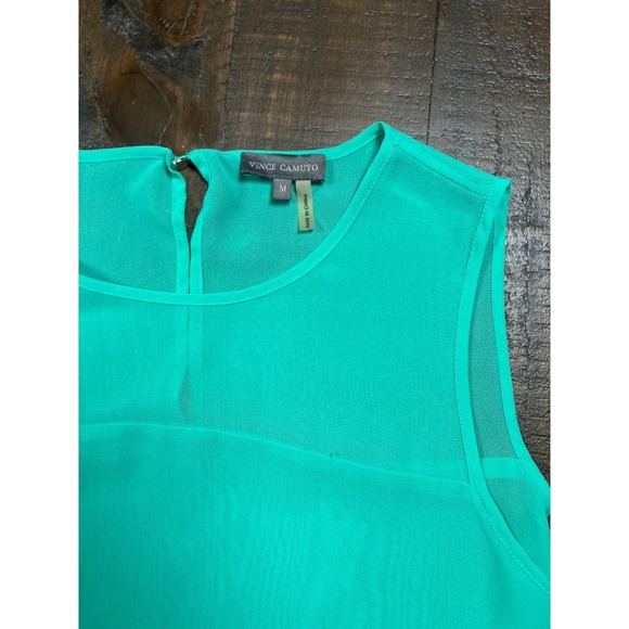 Vince Camuto Sheer Asymmetrical Tanks, Yellow and Turquoise, Size M, Lot of 2 - Picture 2 of 13